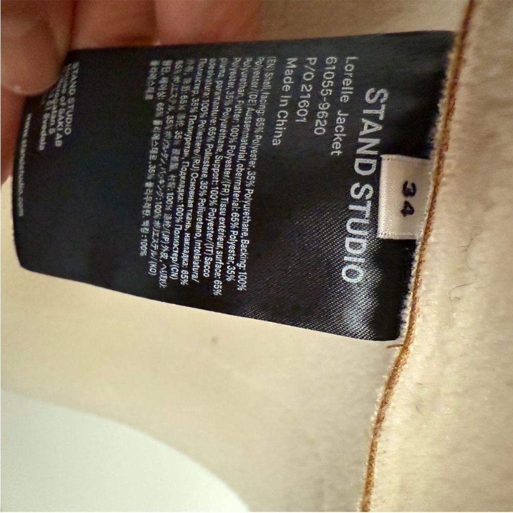 Stand Studio Tan Leather Jacket With Shearling Co… - image 5